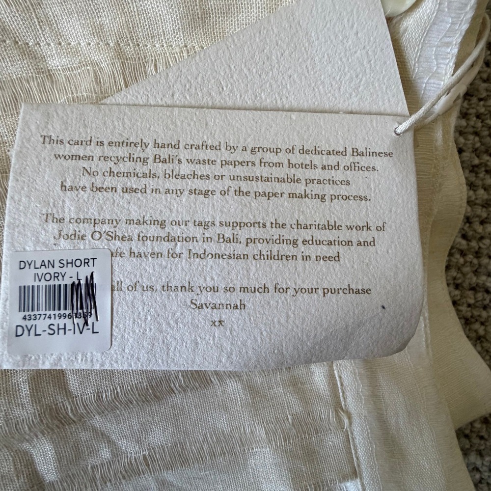 Savannah Morrow Dylan Shorts Cream Handloom 100% Linen High Waisted NWT Large - Picture 10 of 14